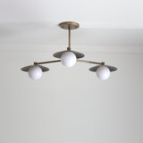 Three-Light Brass Chandelier with Disc Shades