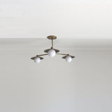 Three-Light Brass Chandelier with Disc Shades