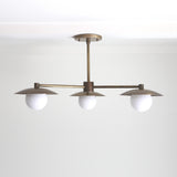 Three-Light Brass Chandelier with Disc Shades