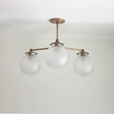 Three-Light Brass Chandelier with Frosted Globes