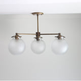 Three-Light Brass Chandelier with Frosted Globes