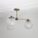 Three-Light Brass Chandelier with Frosted Globes