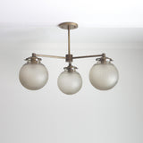 Three-Light Brass Chandelier with Frosted Globes