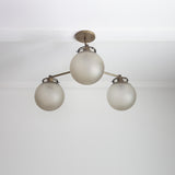 Three-Light Brass Chandelier with Frosted Globes