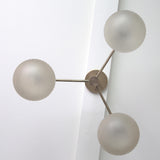 Three-Light Brass Chandelier with Frosted Globes