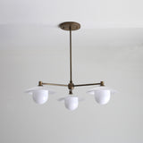 Three-Light Brass Chandelier with Matte Opal Glass Shades