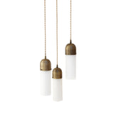 Three-Light Brass Cluster Pendant with Alabaster Shades