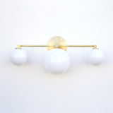 Three-Light Brass Vanity Sconce with Opal Globes