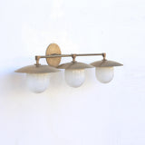 Three-Light Brass Wall Sconce with Milk Glass Shades