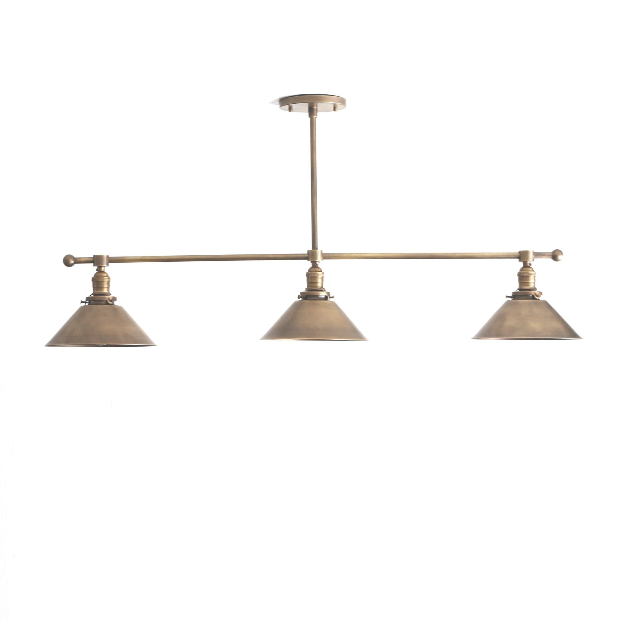 Three-Light Linear Chandelier with Cone Shades