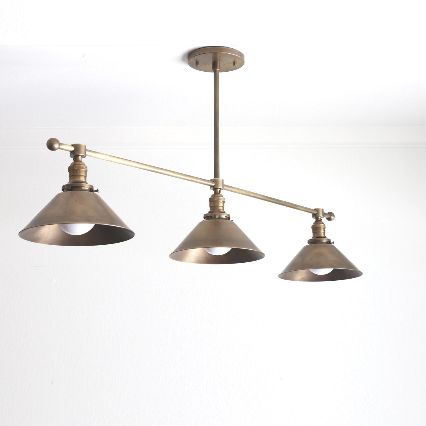 Three-Light Linear Chandelier with Cone Shades