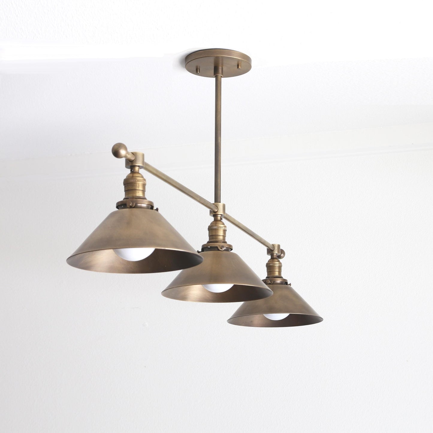 Three-Light Linear Chandelier with Cone Shades