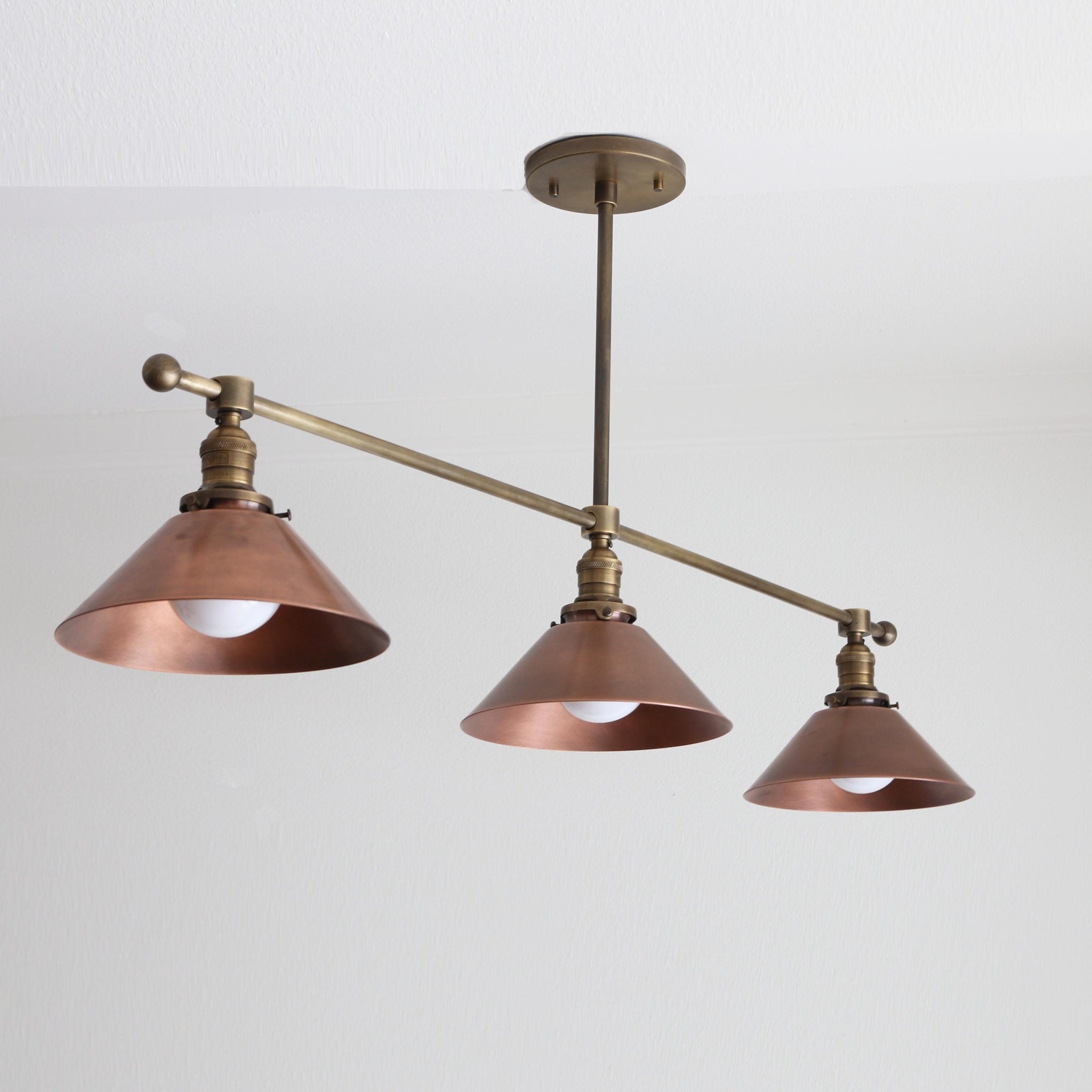 Three-Light Linear Chandelier with Cone Shades