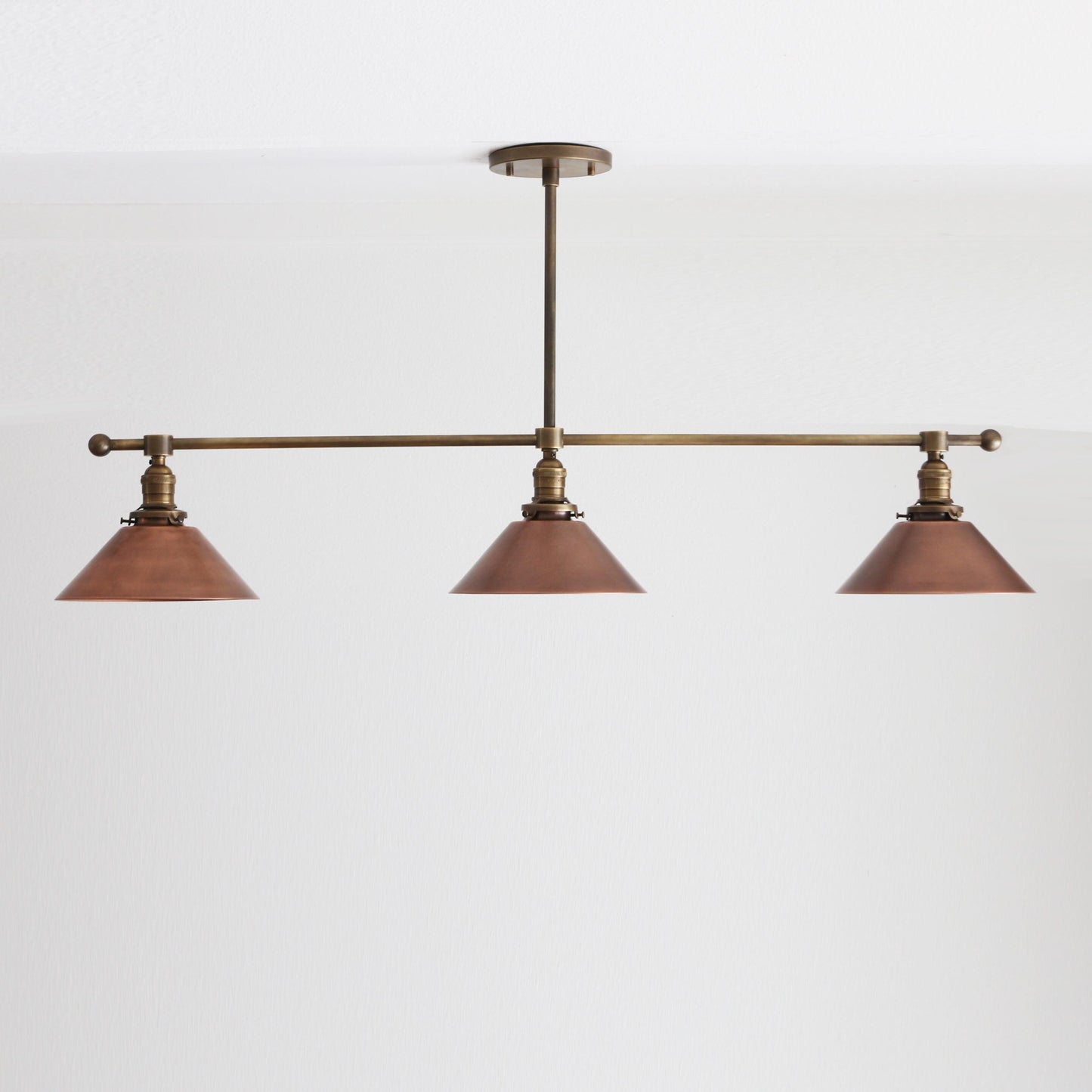 Three-Light Linear Chandelier with Cone Shades