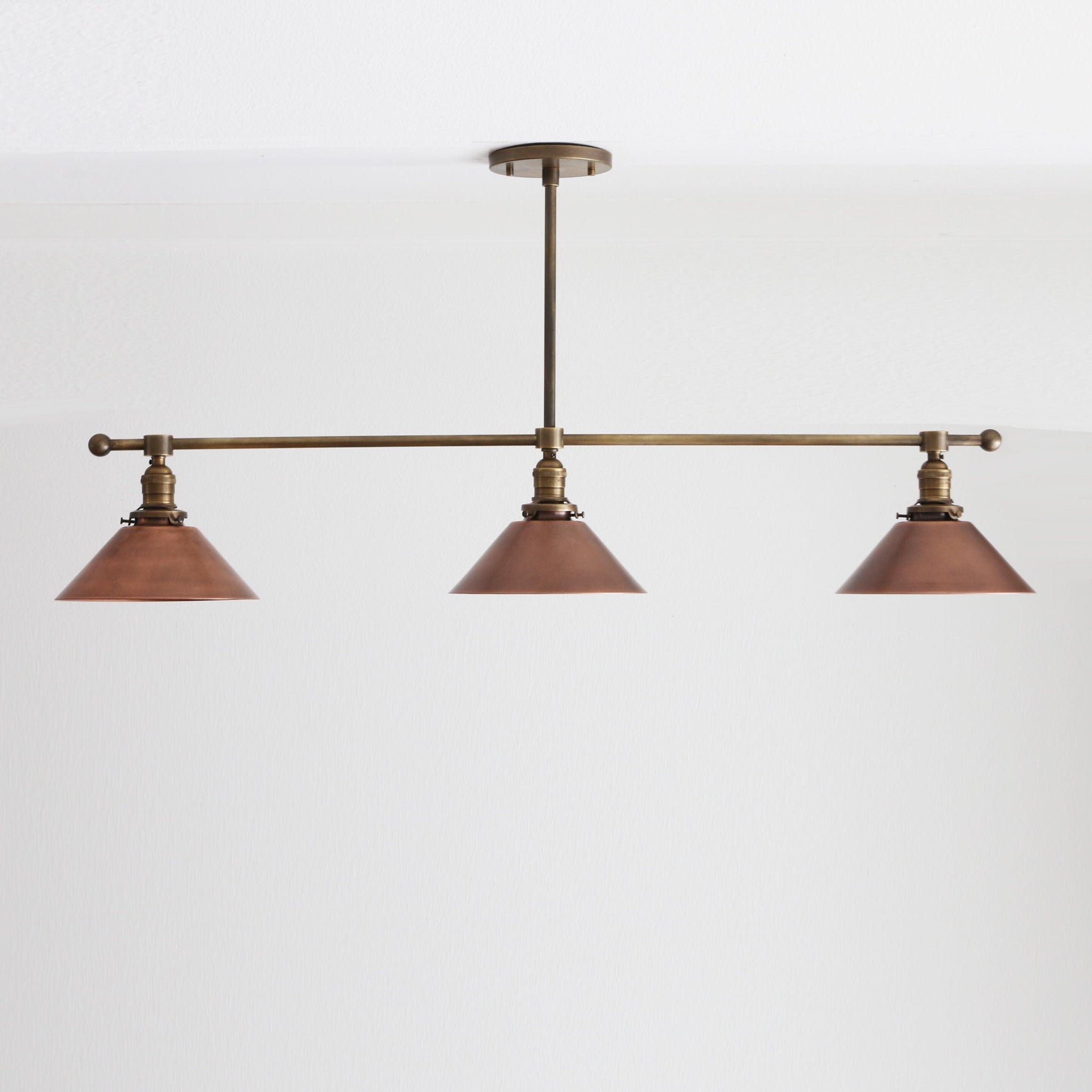 Three-Light Linear Chandelier with Cone Shades