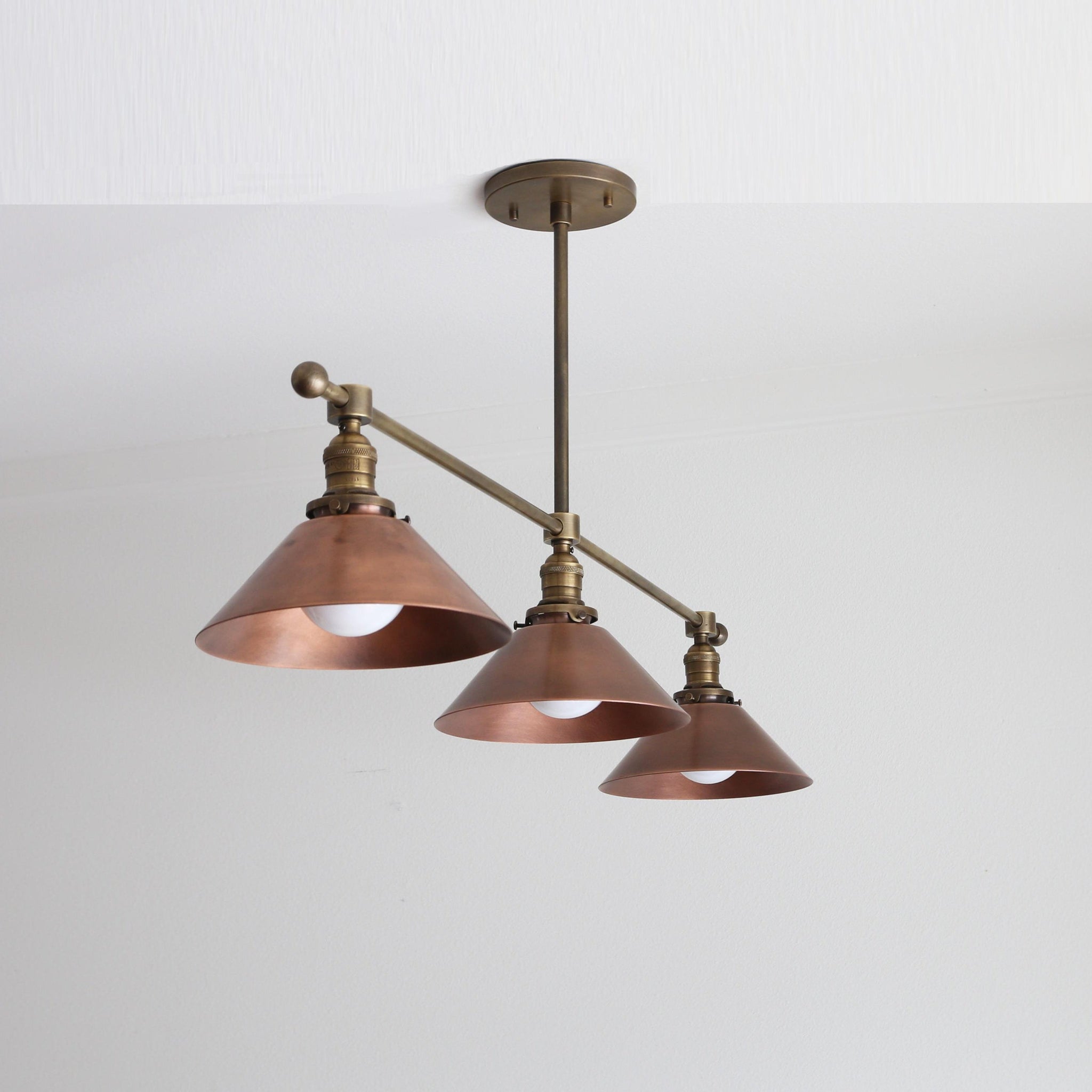 Three-Light Linear Chandelier with Cone Shades