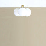 Three-Light Opal Globe Semi-Flush Ceiling Light
