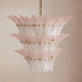 Treviso Chandelier Pink blush multi-arm ceiling light with warm crystal glow in elegant bedroom setting