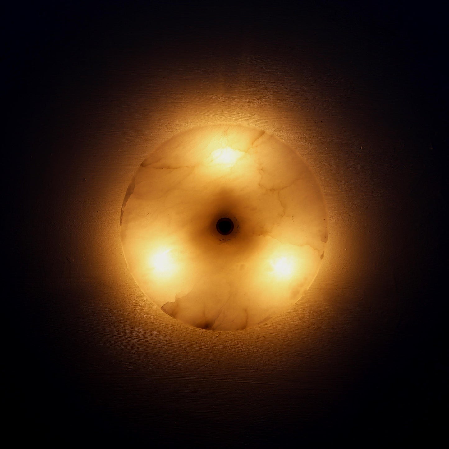 Twelve-Inch Round Alabaster Disc Wall Sconce