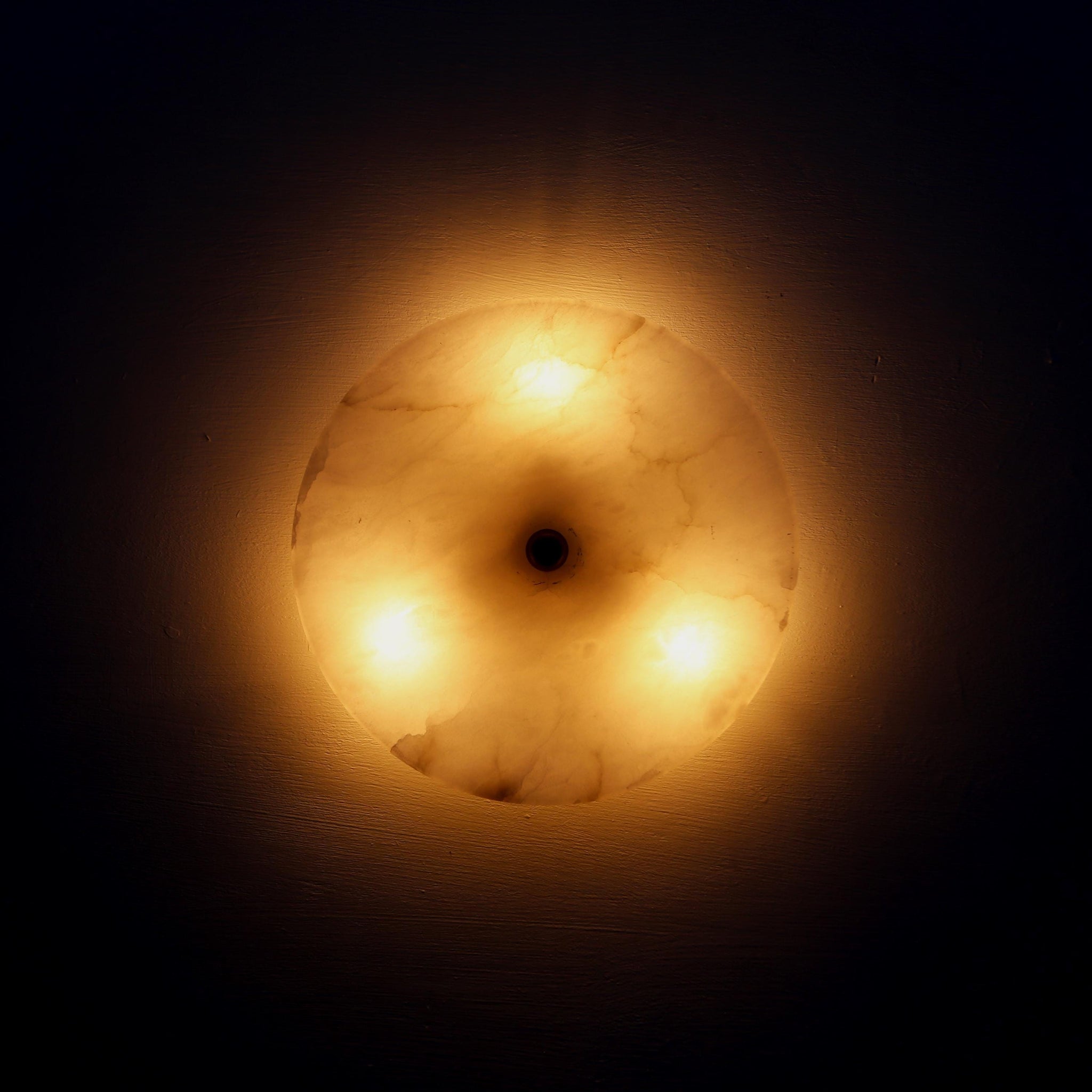 Twelve-Inch Round Alabaster Disc Wall Sconce