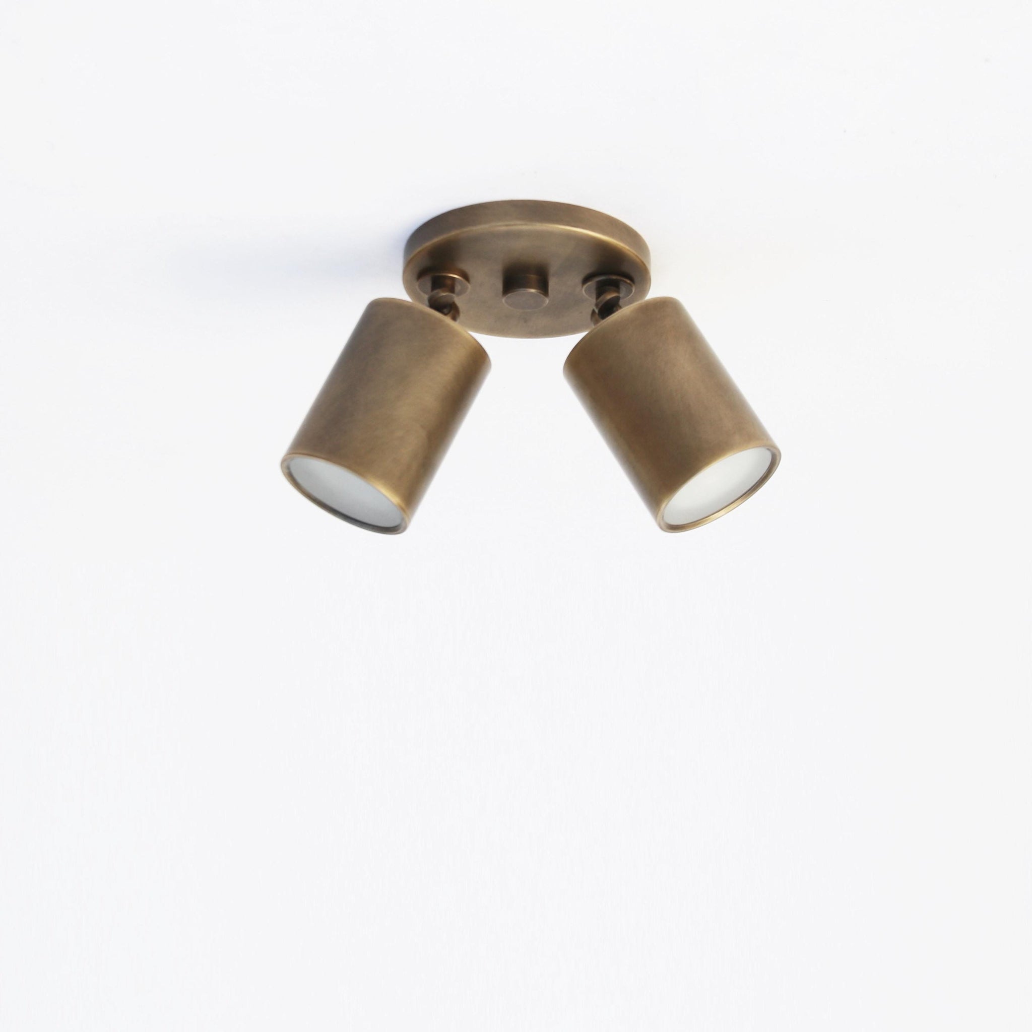 Two-Light Adjustable Brass Spotlight Ceiling Fixture
