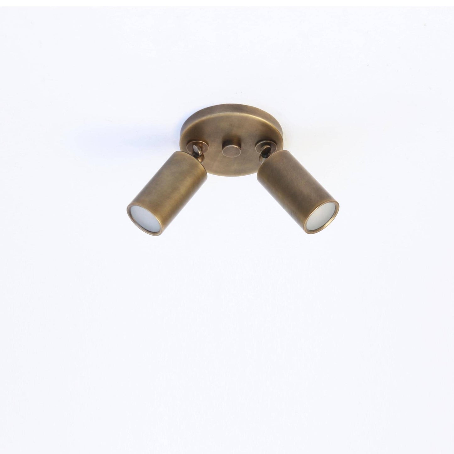 Two-Light Adjustable Brass Spotlight Ceiling Fixture, 2-Inch Shades