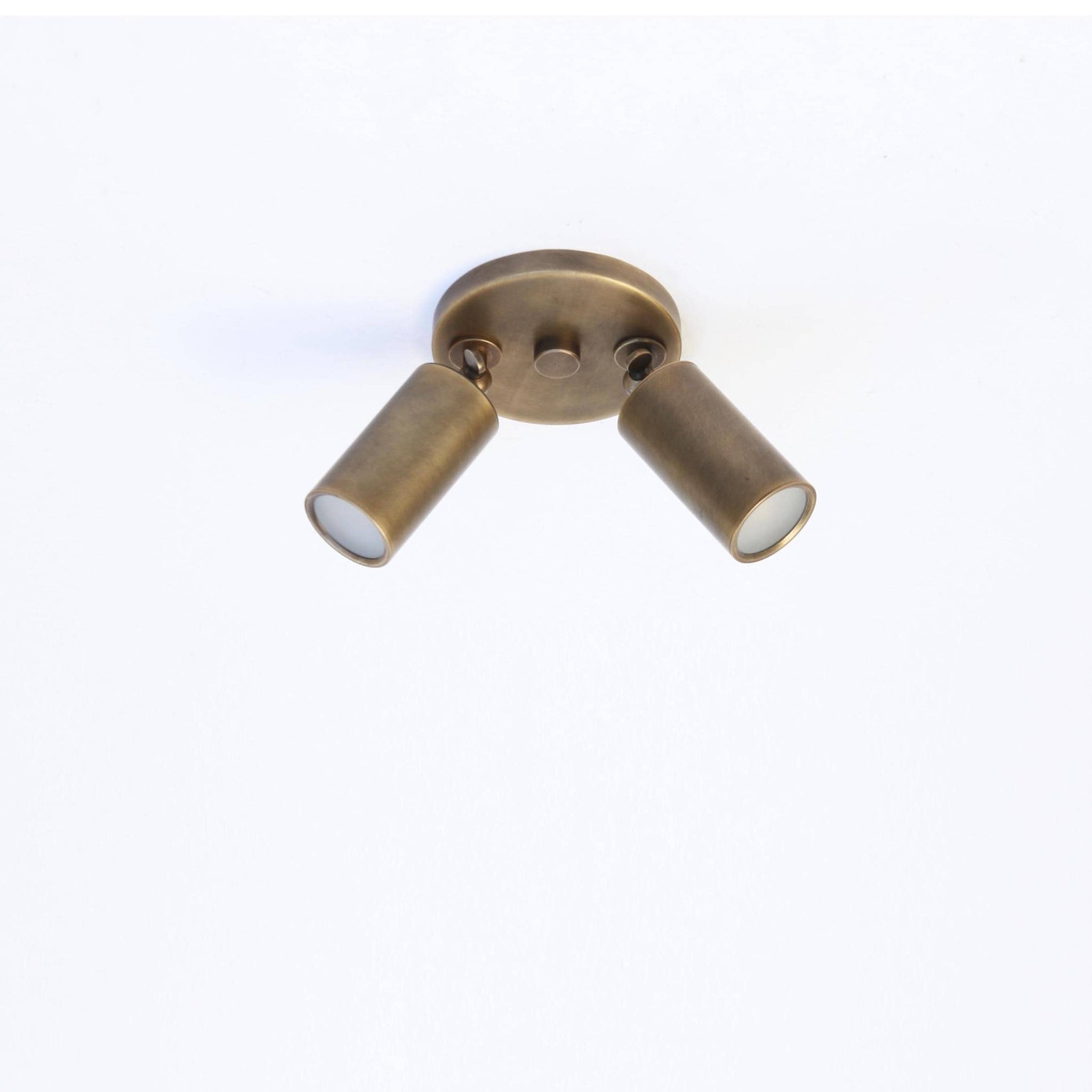 Two-Light Adjustable Brass Spotlight Ceiling Fixture, 2-Inch Shades
