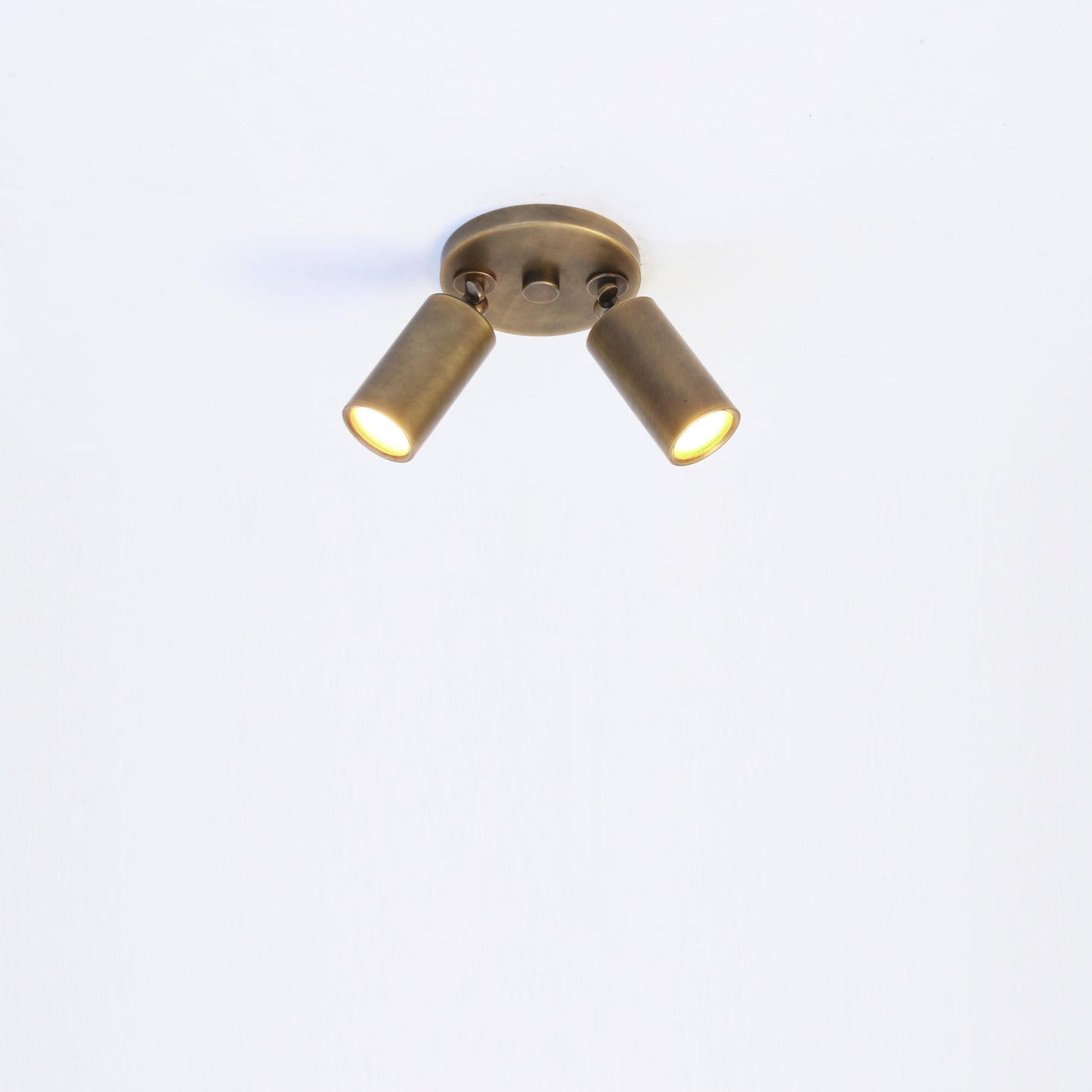 Two-Light Adjustable Brass Spotlight Ceiling Fixture, 2-Inch Shades