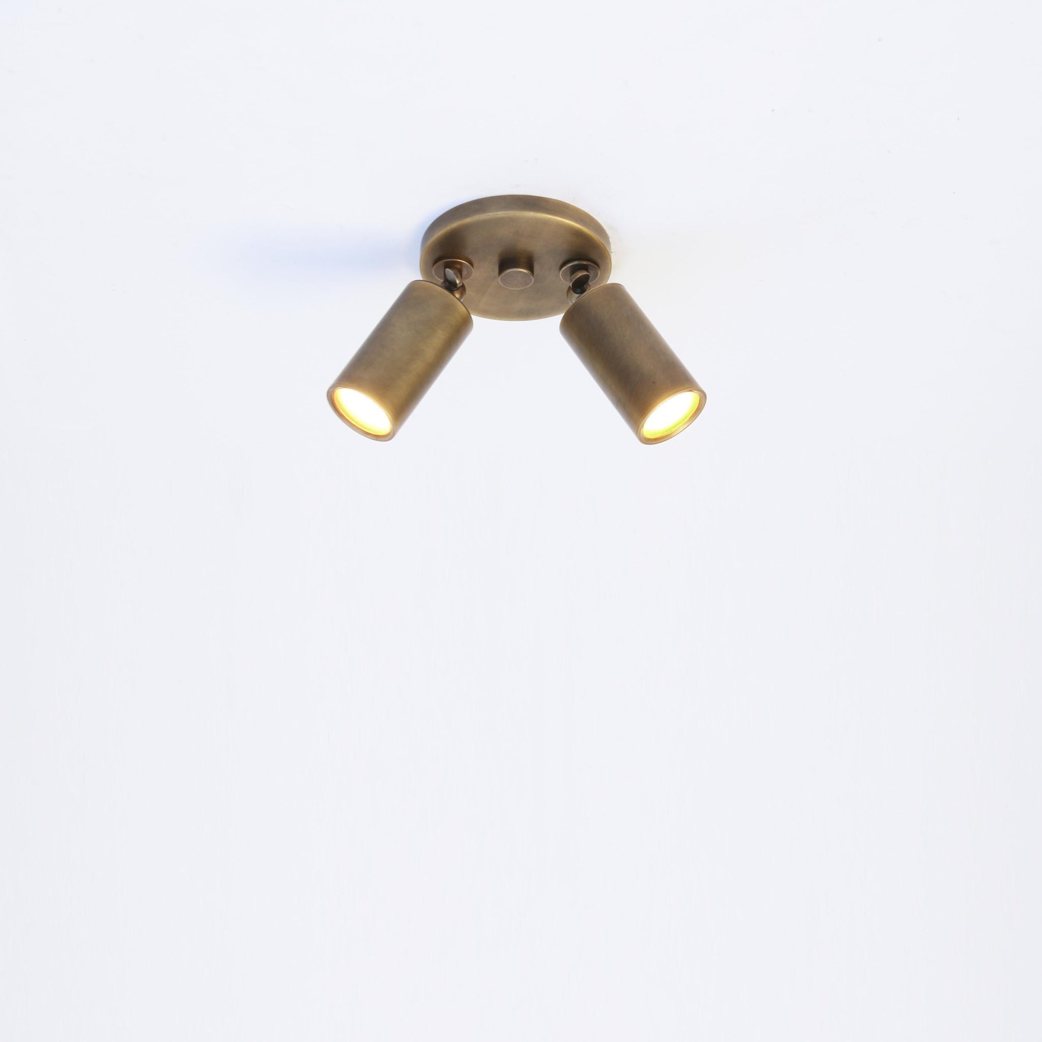 Two-Light Adjustable Brass Spotlight Ceiling Fixture, 2-Inch Shades