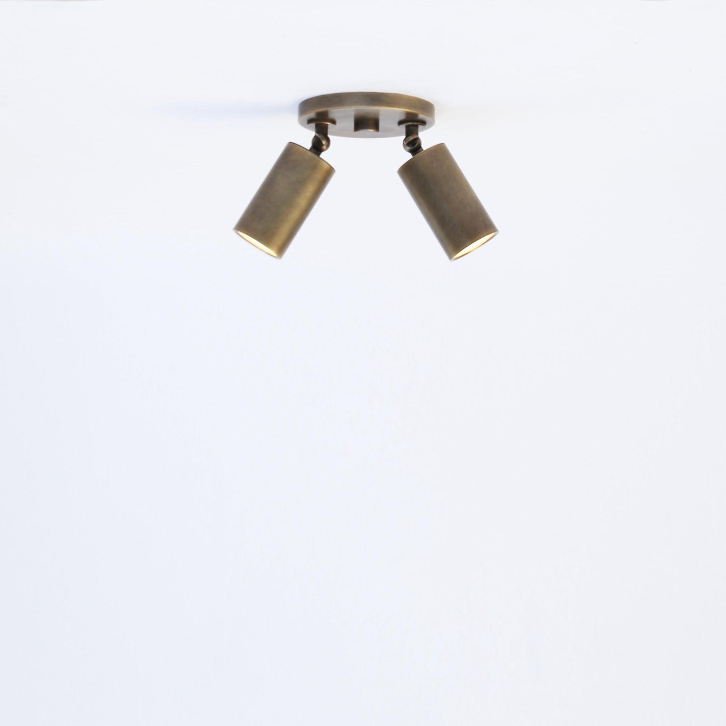 Two-Light Adjustable Brass Spotlight Ceiling Fixture, 2-Inch Shades