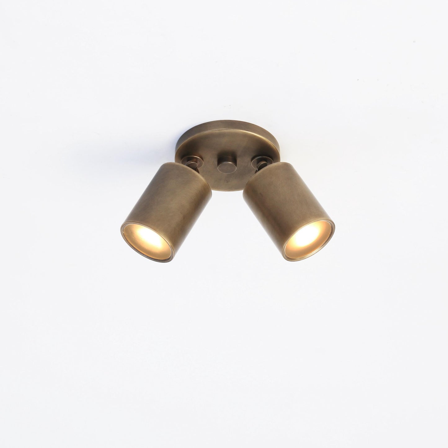 Two-Light Adjustable Brass Spotlight Ceiling Fixture