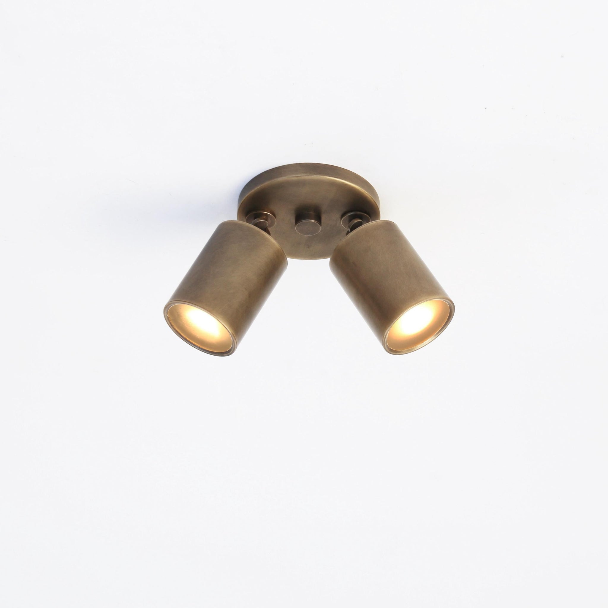 Two-Light Adjustable Brass Spotlight Ceiling Fixture