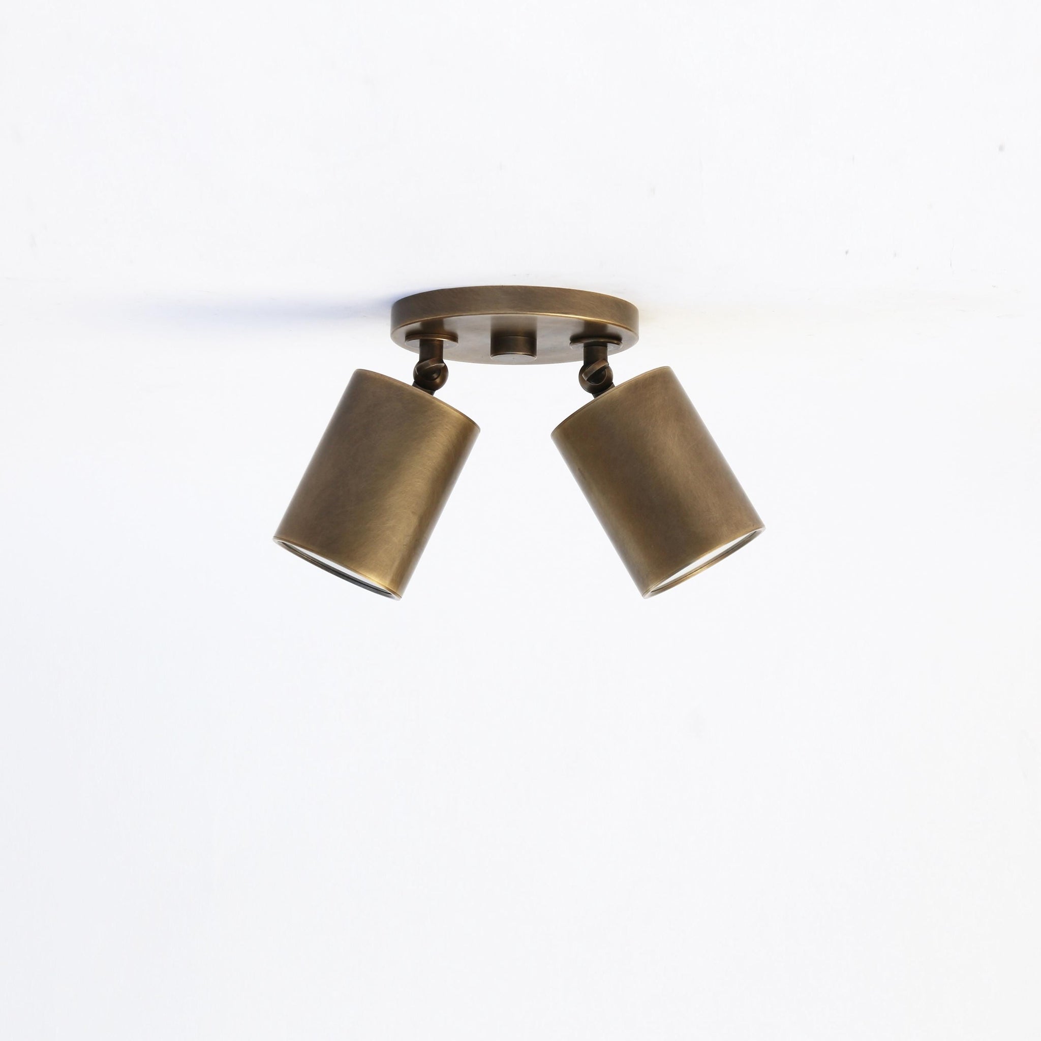 Two-Light Adjustable Brass Spotlight Ceiling Fixture