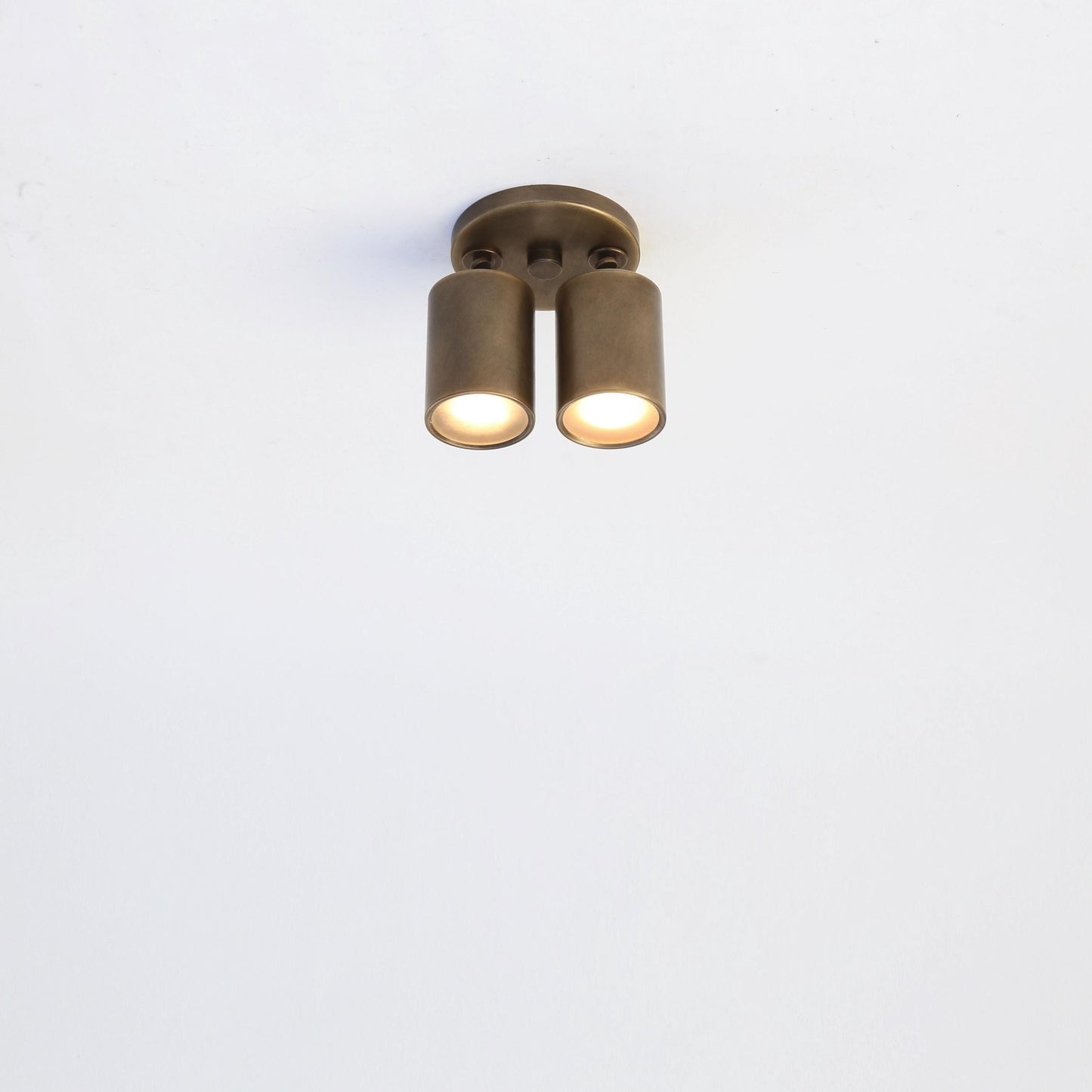 Two-Light Adjustable Brass Spotlight Ceiling Fixture