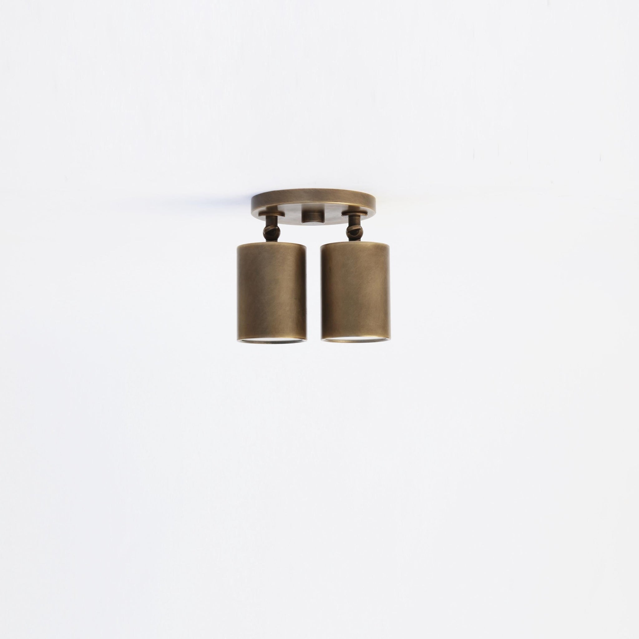 Two-Light Adjustable Brass Spotlight Ceiling Fixture