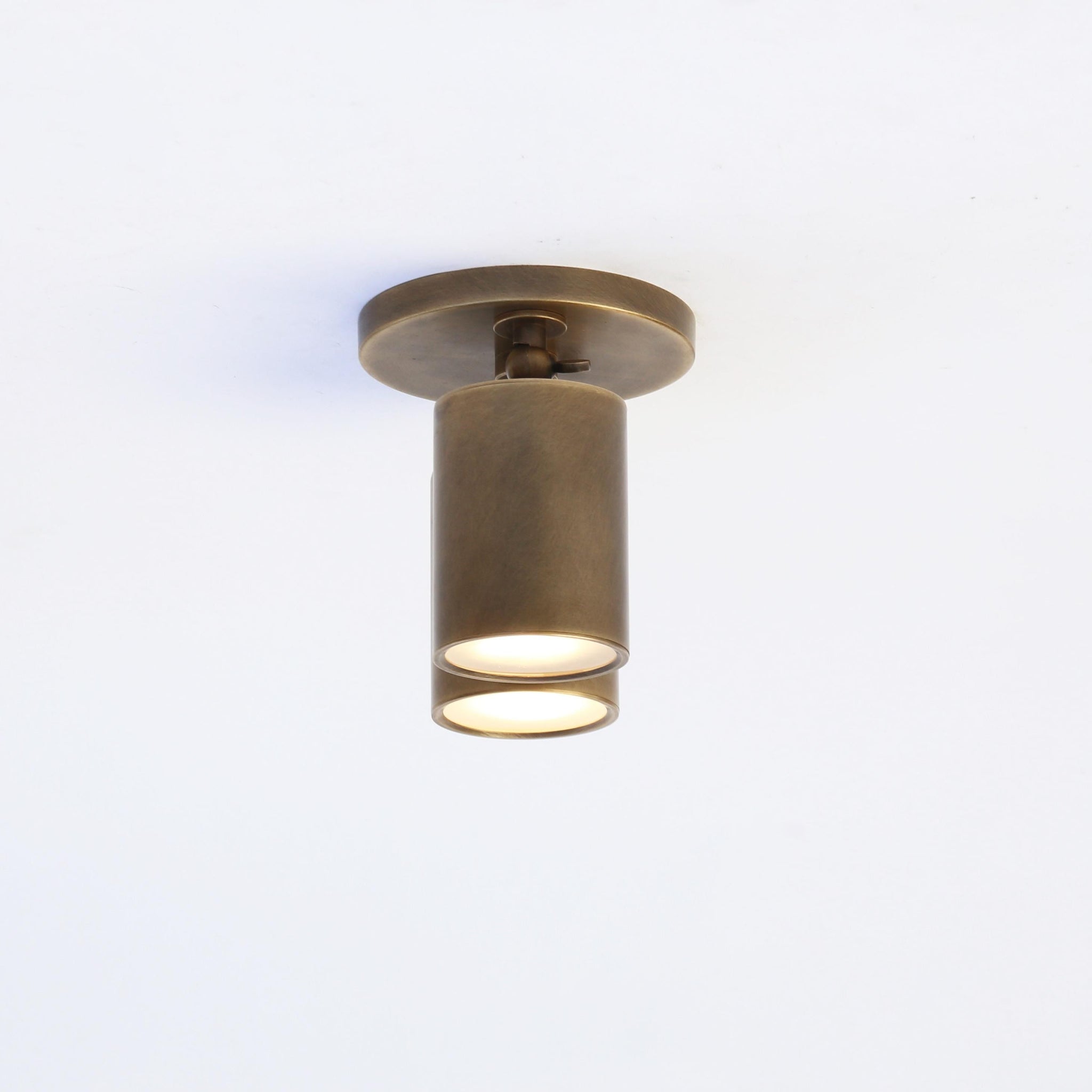 Two-Light Adjustable Brass Spotlight Ceiling Fixture