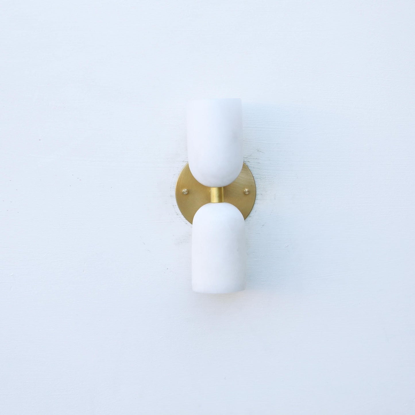Two-Light Brass and Alabaster Up and Down Wall Sconce