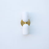 Two-Light Brass and Alabaster Up and Down Wall Sconce