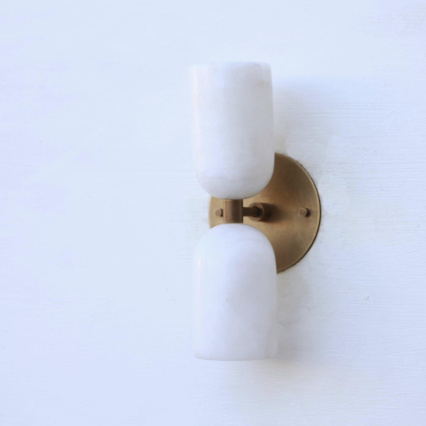 Two-Light Brass and Alabaster Up and Down Wall Sconce