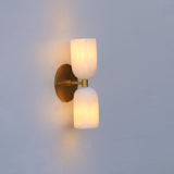 Two-Light Brass and Alabaster Up and Down Wall Sconce