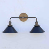 Two-Light Brass Cone Shade Vanity Sconce