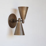 Two-Light Brass Cone Up-and-Down Wall Sconce