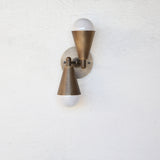 Two-Light Brass Cone Up-and-Down Wall Sconce