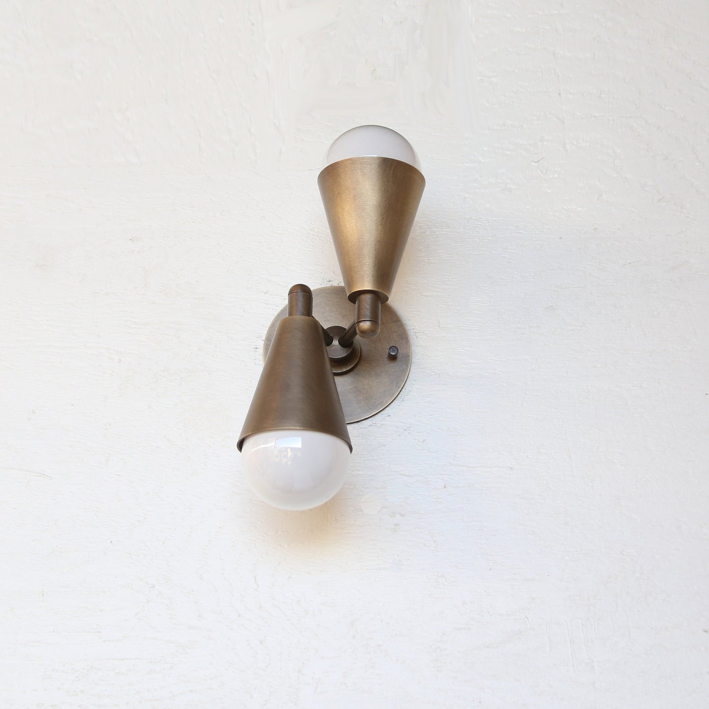 Two-Light Brass Cone Up-and-Down Wall Sconce