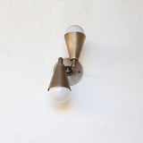 Two-Light Brass Cone Up-and-Down Wall Sconce