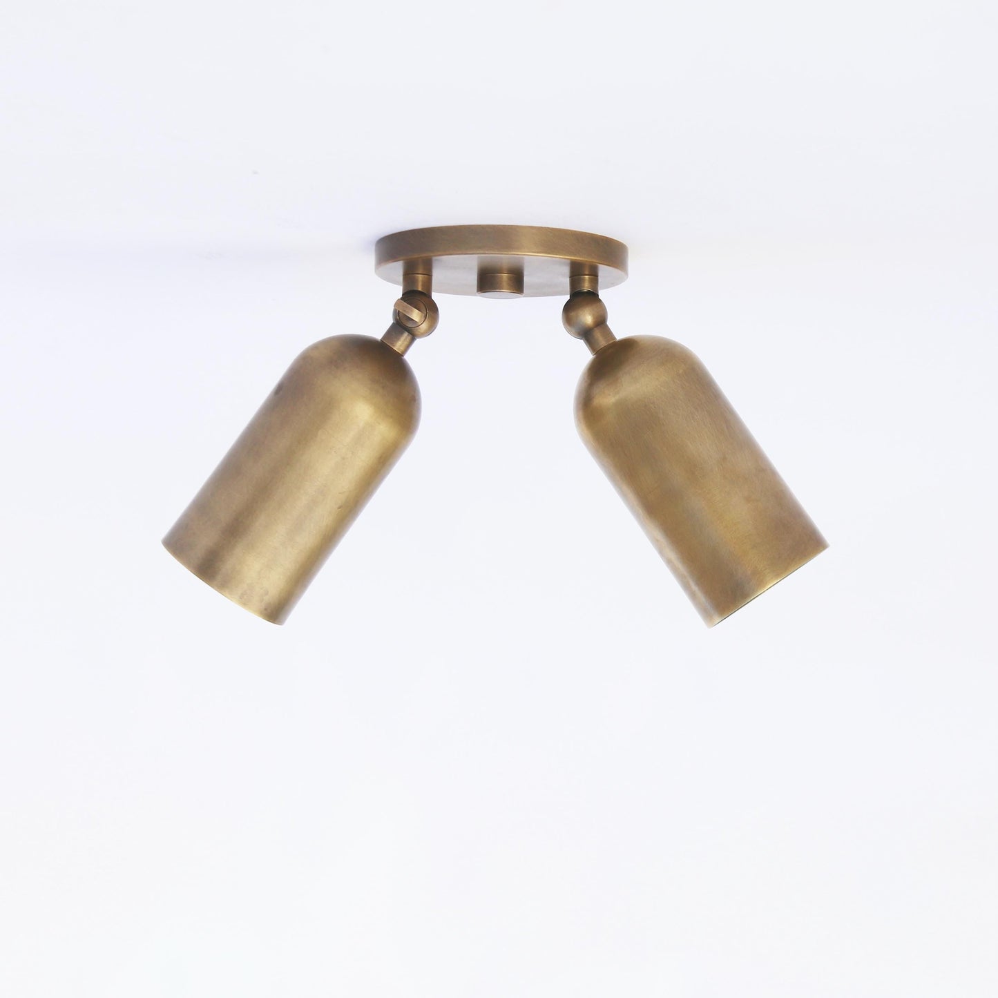 Two-Light Brass Cylinder Directional Ceiling Light