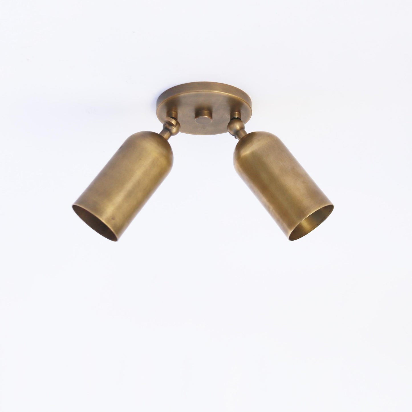 Two-Light Brass Cylinder Directional Ceiling Light