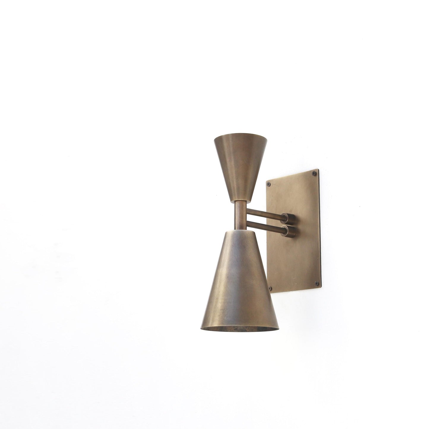 Two-Light Brass Double-Cone Wall Sconce
