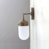 Two-Light Brass Vanity Wall Sconce with Opal Glass Shades
