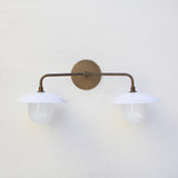 Two-Light Brass Wall Sconce with 8-Inch Opal Glass Cone Shades